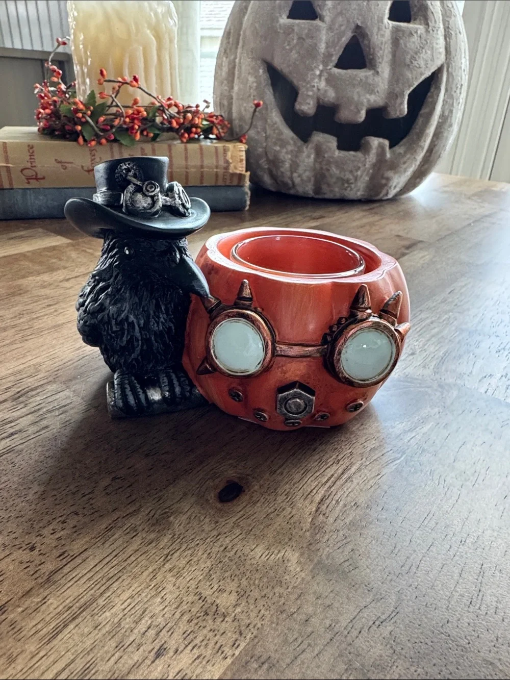 Yankee Candle Orange Steampunk Raven Ceramic Votive Holder